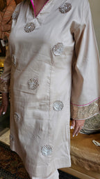 Beautiful Cotton Silk Outfit with Gota Work