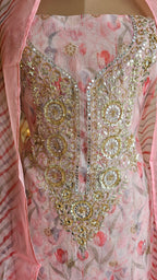 Beautiful Organza Unstitched Suit With  Thread & Gota Patti Work