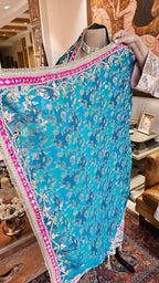 Beautiful Tissue Shimmer Unstitched Suit With  Mirror & Gota Patti Work