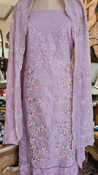Beautiful Mul Unstitched Suit With Resham Work