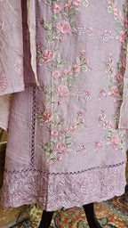 Beautiful Mul Unstitched Suit With Resham Work