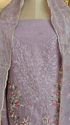 Beautiful Mul Unstitched Suit With Resham Work