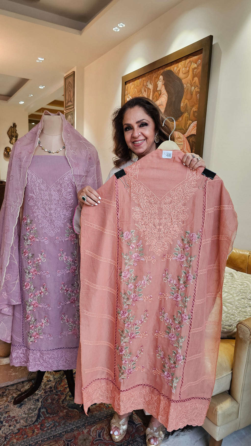 Beautiful Mul Unstitched Suit With Resham Work