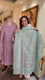 Beautiful Mul Unstitched Suit With Resham Work