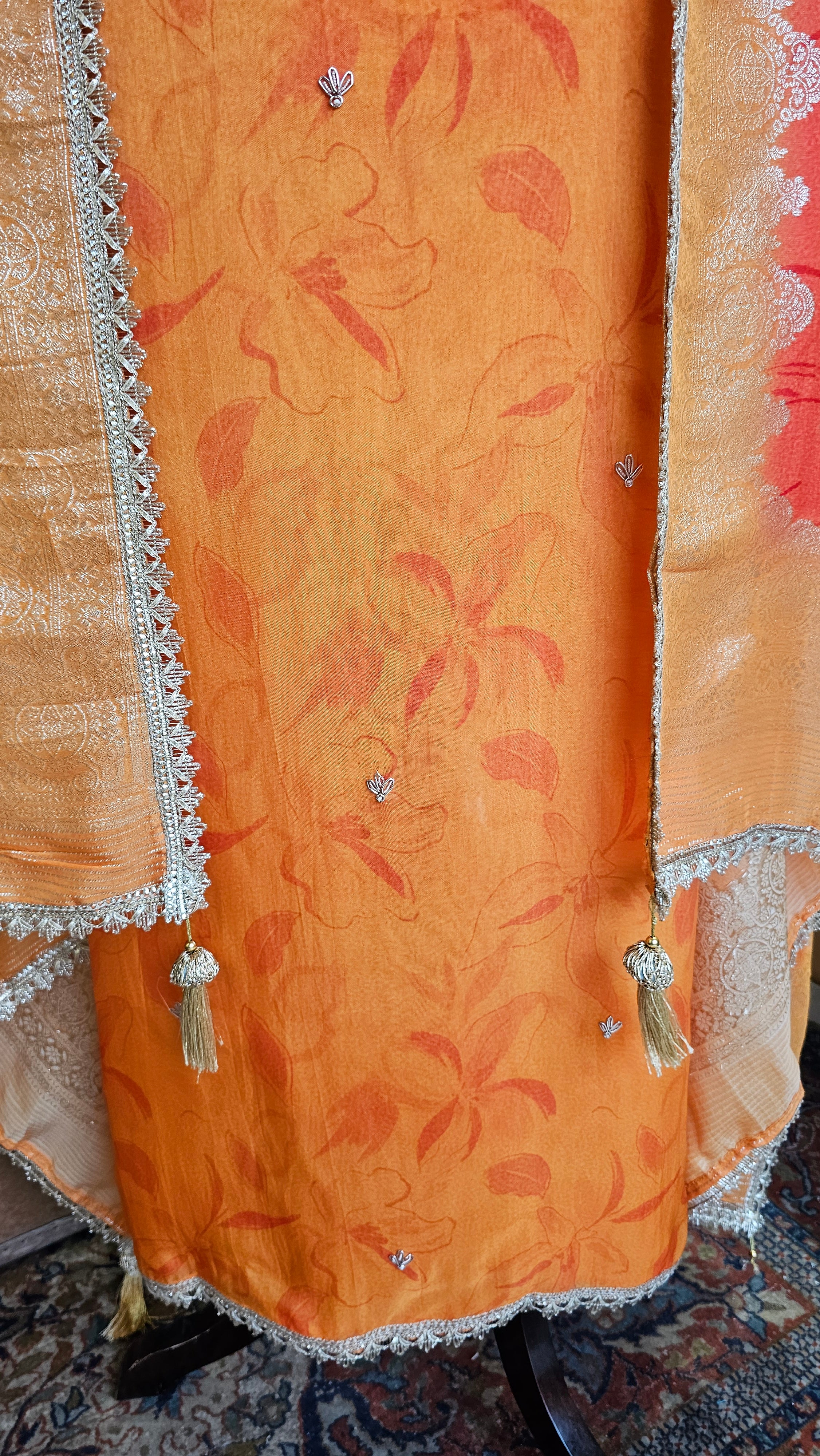 Beautiful Organza Unstitched Suit With Hand Embroidery