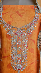 Beautiful Organza Unstitched Suit With Hand Embroidery