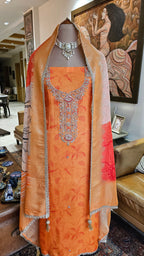 Beautiful Organza Unstitched Suit With Hand Embroidery