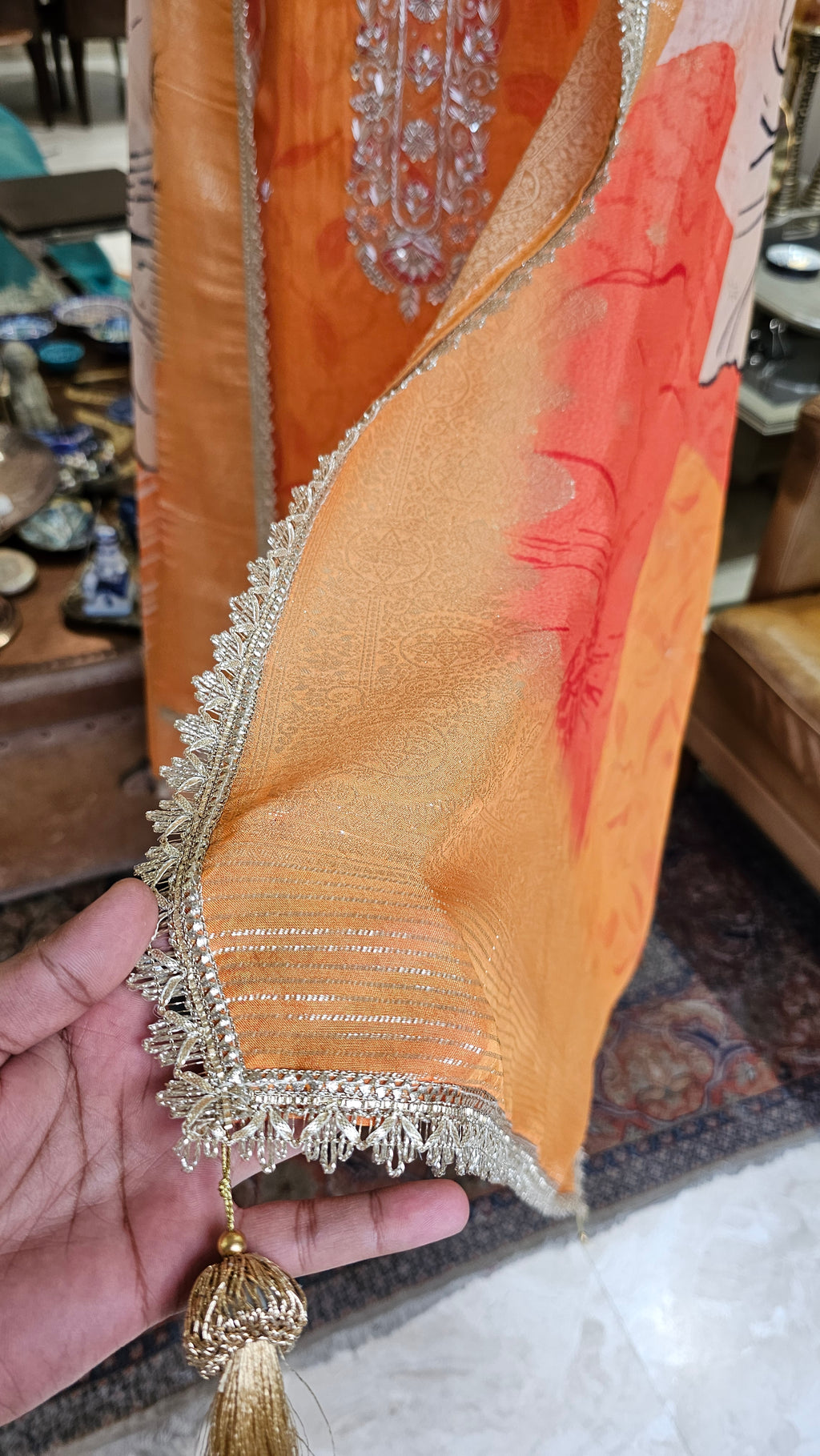 Beautiful Organza Unstitched Suit With Hand Embroidery