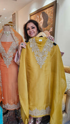 Beautiful Tissue Shimmer Unstitched Suit With Neem Zari Work