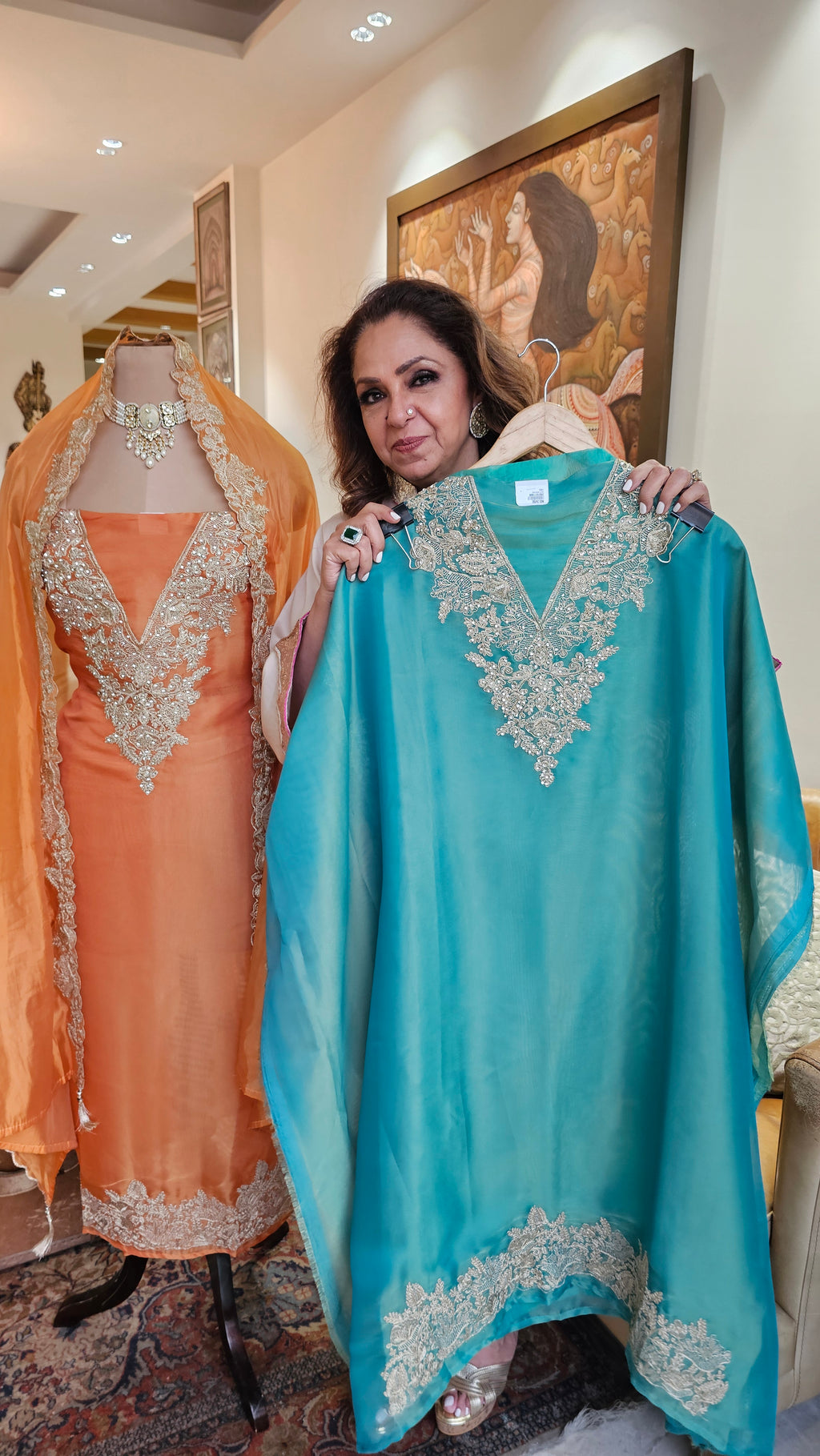 Beautiful Tissue Shimmer Unstitched Suit With Neem Zari Work