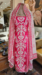 Beautiful Printed Silk Unstitched Suit With Highlighted Moti Work