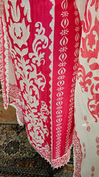 Beautiful Printed Silk Unstitched Suit With Highlighted Moti Work