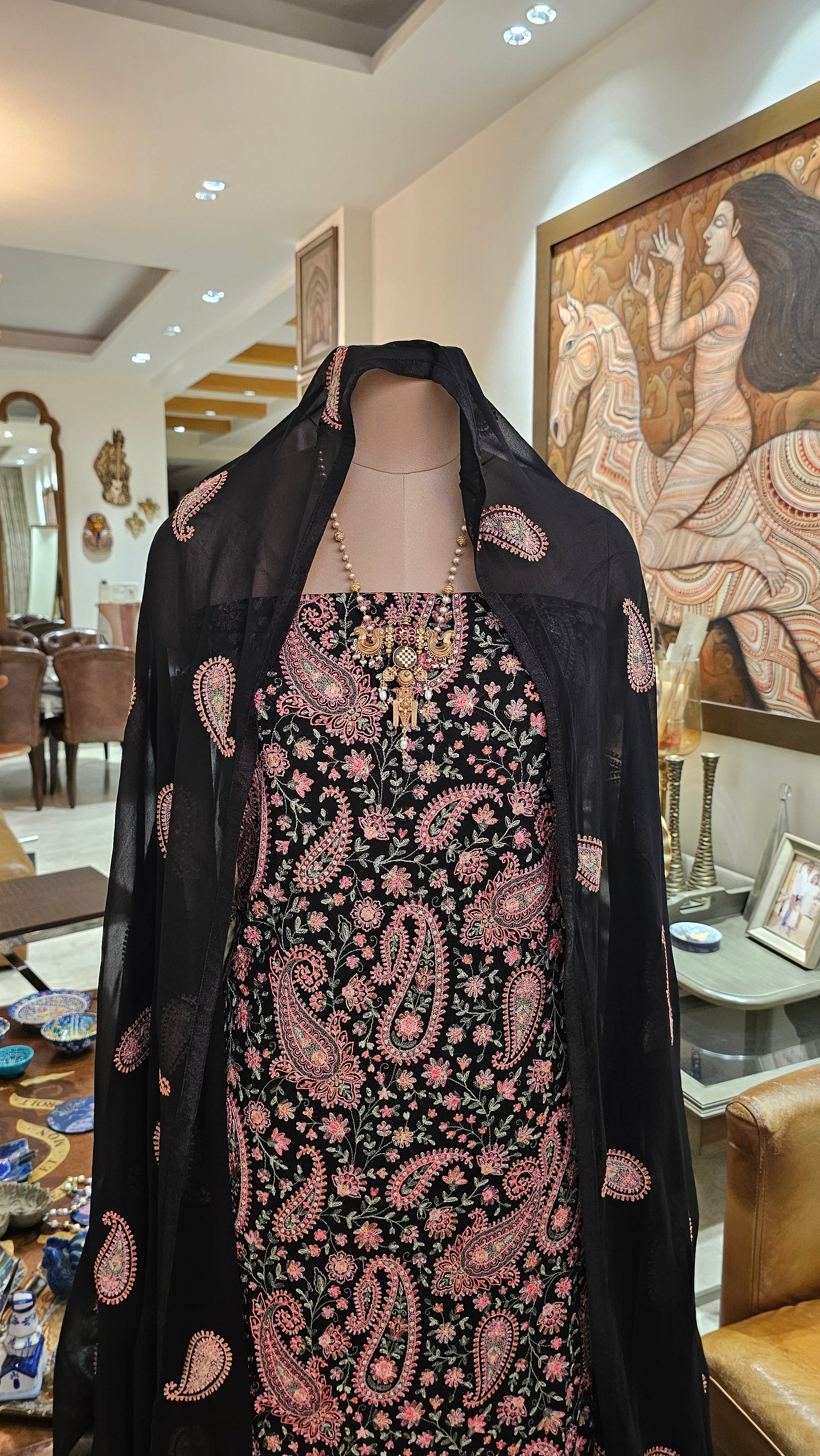 Beautiful Georgette Unstitched Suit With Kashmiri Work