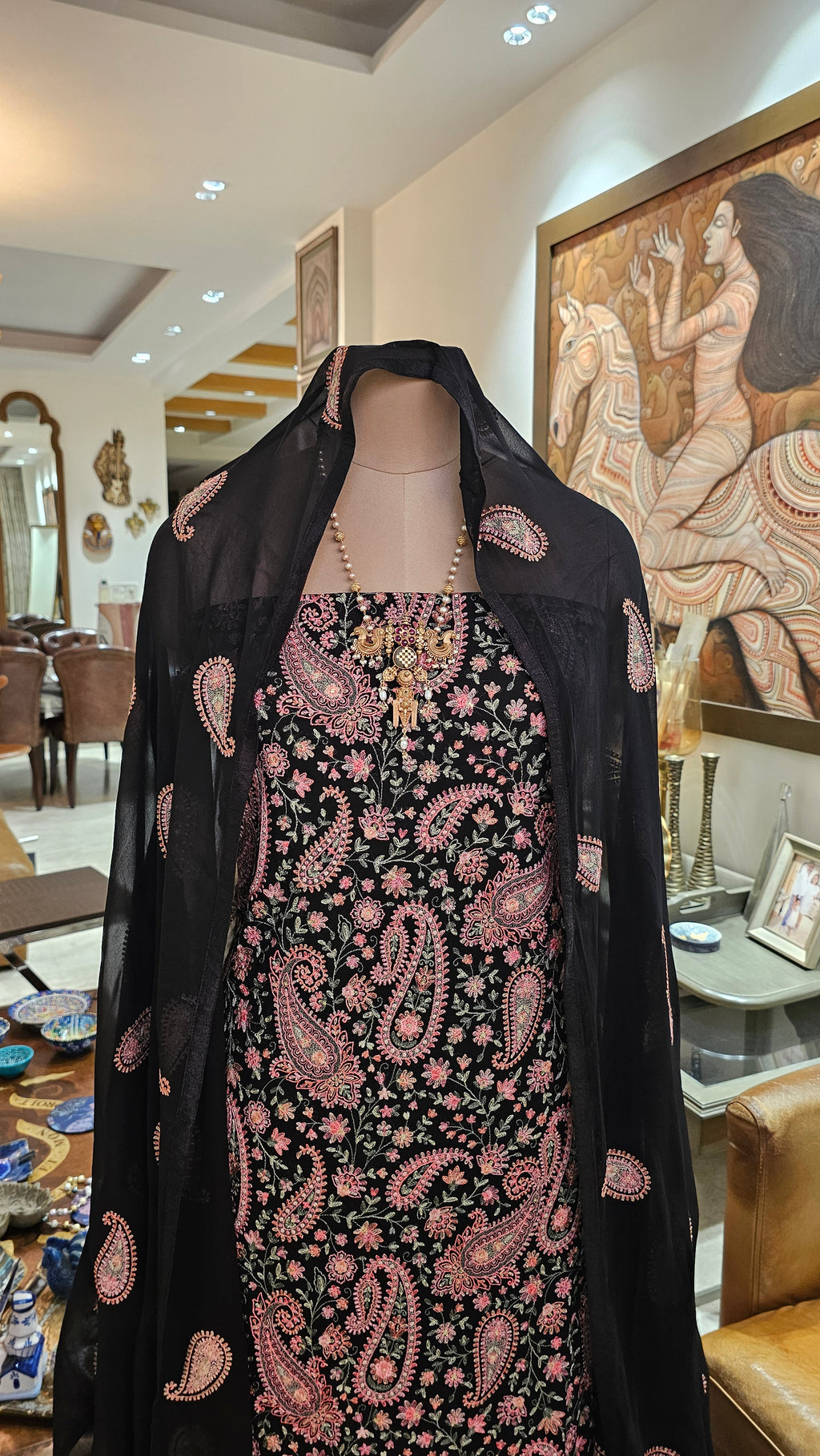 Beautiful Georgette Unstitched Suit With Kashmiri Work