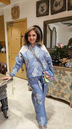 Beautiful Contemporary Style Embroidered Linen With Crochet Patch Work