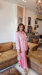 Mesmerising Fully Embroidered Organza Tissue Fabric Top Embellished with Hand Embroidery With Balloon Pants