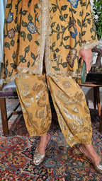 Beautiful Silk Kalamkari Short Flowy Kurta with Jacquard Cotton Bottom