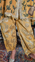 Beautiful Silk Kalamkari Short Flowy Kurta with Jacquard Cotton Bottom