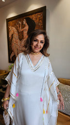 Beautiful Satin Kaftan Outfit With Gota Lace Work