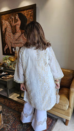 Mesmerising Embroidered Linen Dressed Up with Gota Kinari & Pearl Work