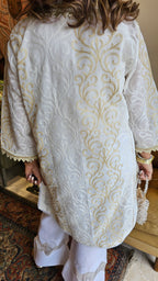 Mesmerising Embroidered Linen Dressed Up with Gota Kinari & Pearl Work