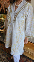 Mesmerising Embroidered Linen Dressed Up with Gota Kinari & Pearl Work