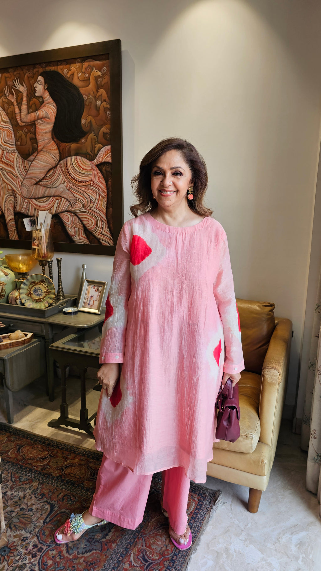 Beautiful Mul Tie & Dye Outfit with Mother of Pearl Work