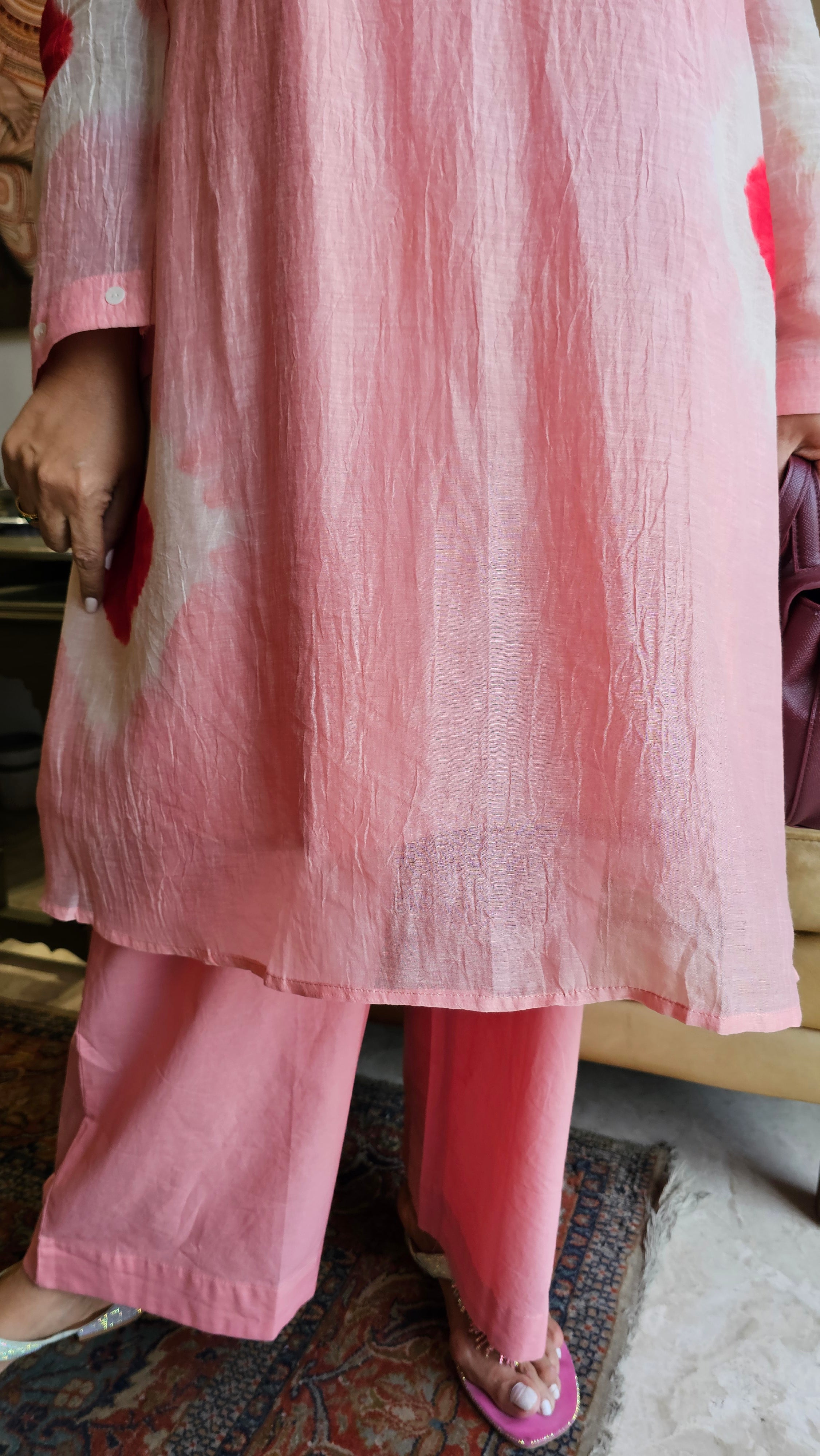 Beautiful Mul Tie & Dye Outfit with Mother of Pearl Work