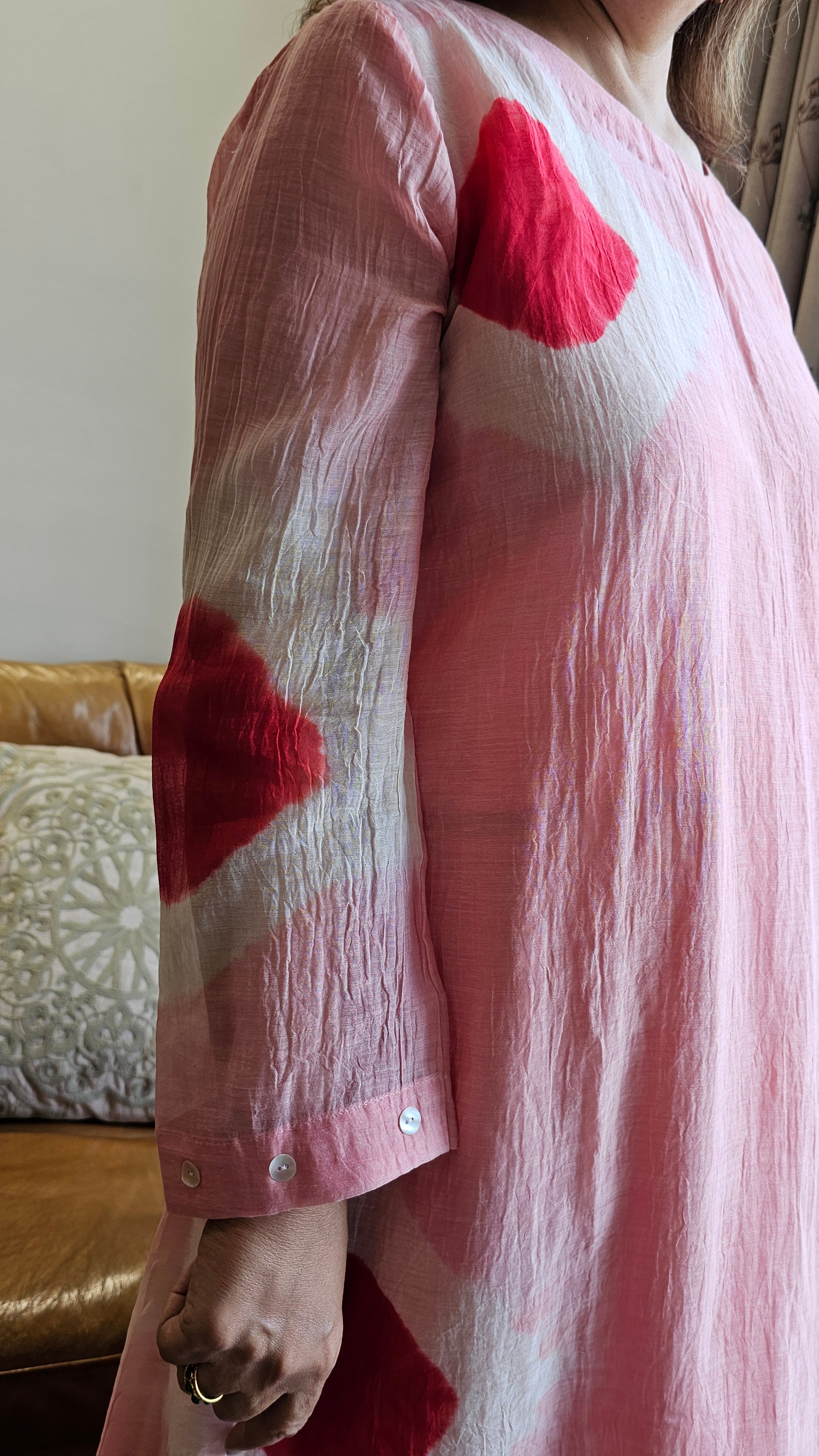 Beautiful Mul Tie & Dye Outfit with Mother of Pearl Work