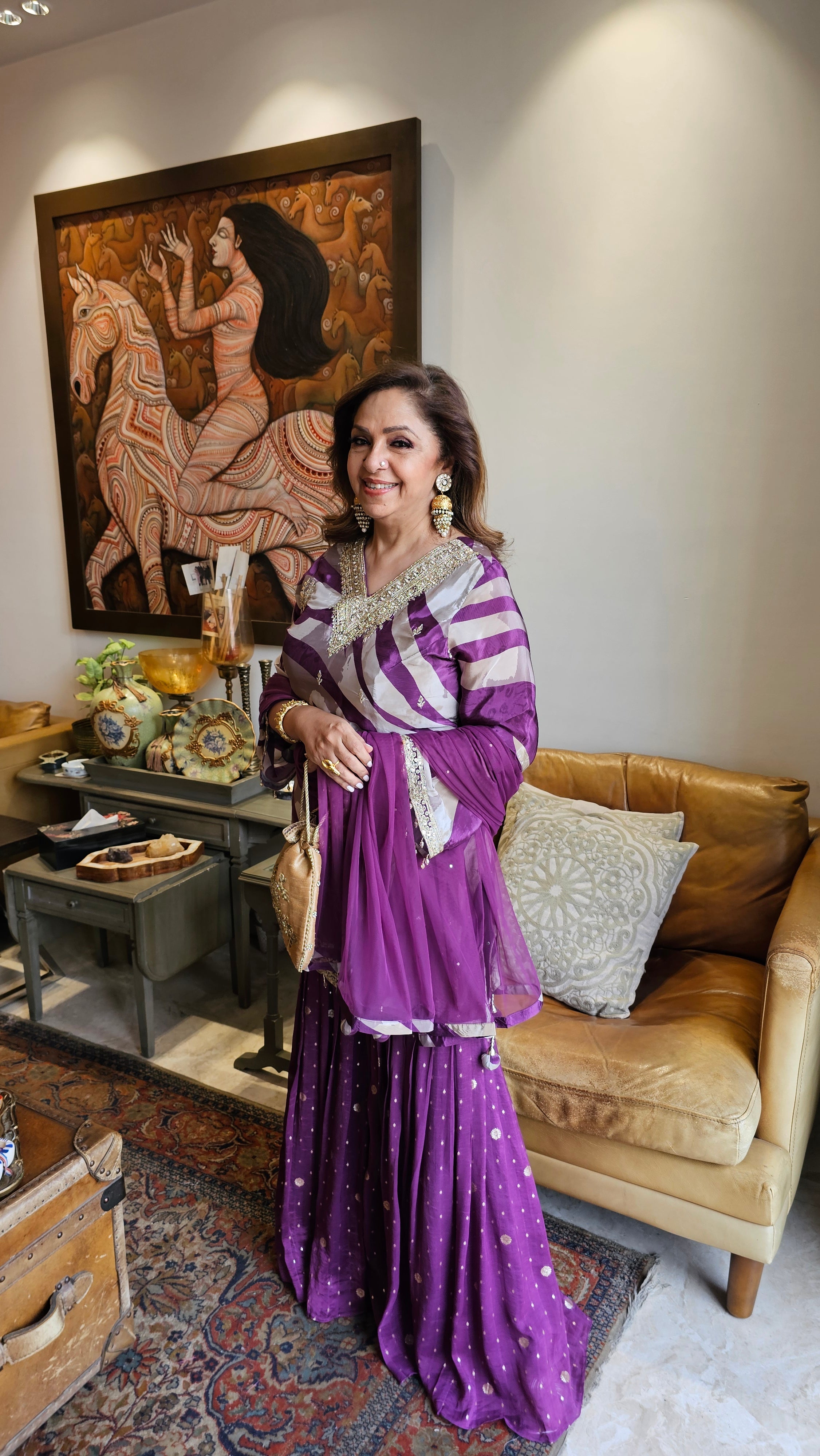 Beautiful Crepe 3 Piece Outfit with Complete Hand work