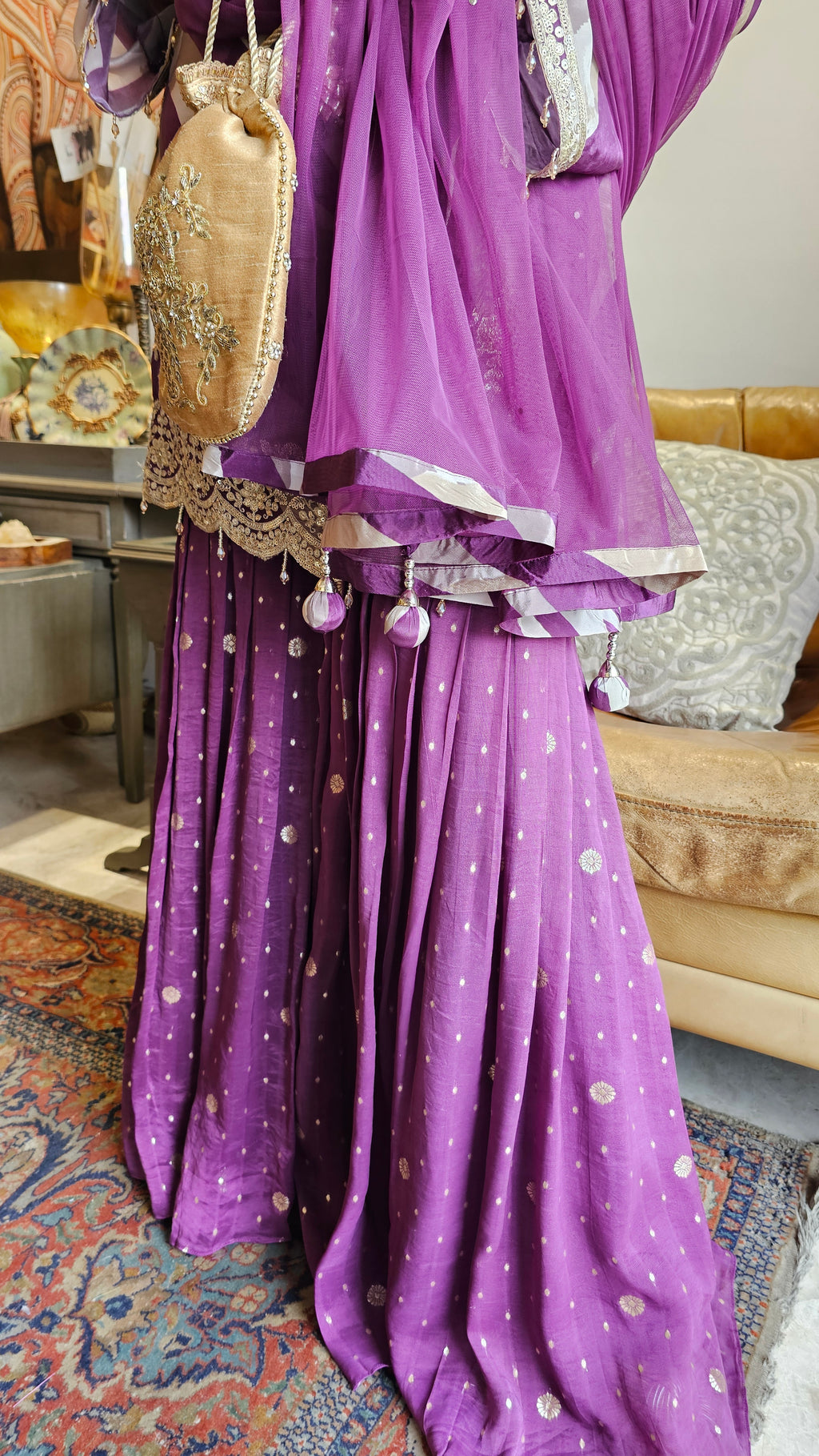 Beautiful Crepe 3 Piece Outfit with Complete Hand work