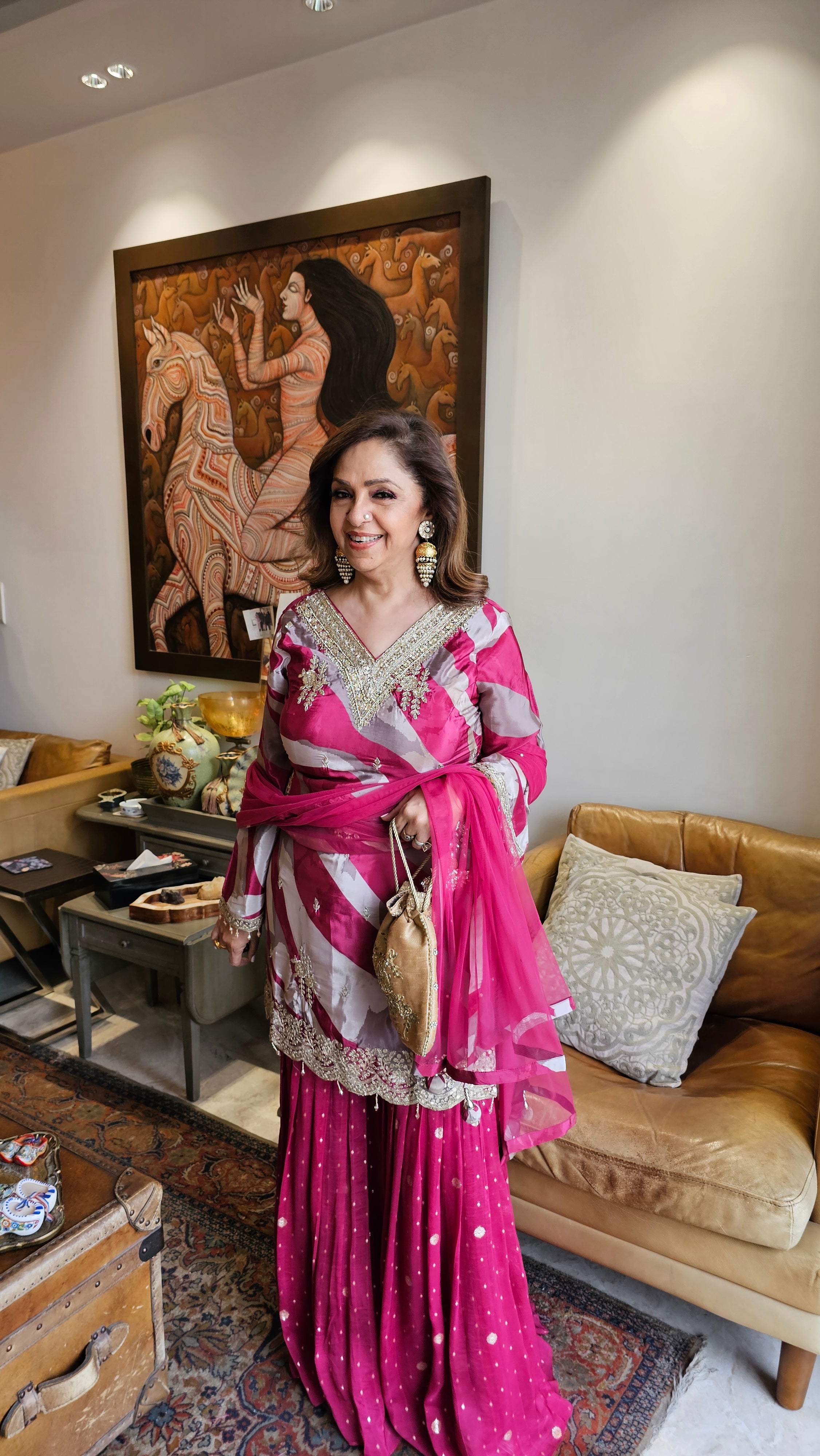 Beautiful Crepe 3 Piece Outfit with Complete Hand work