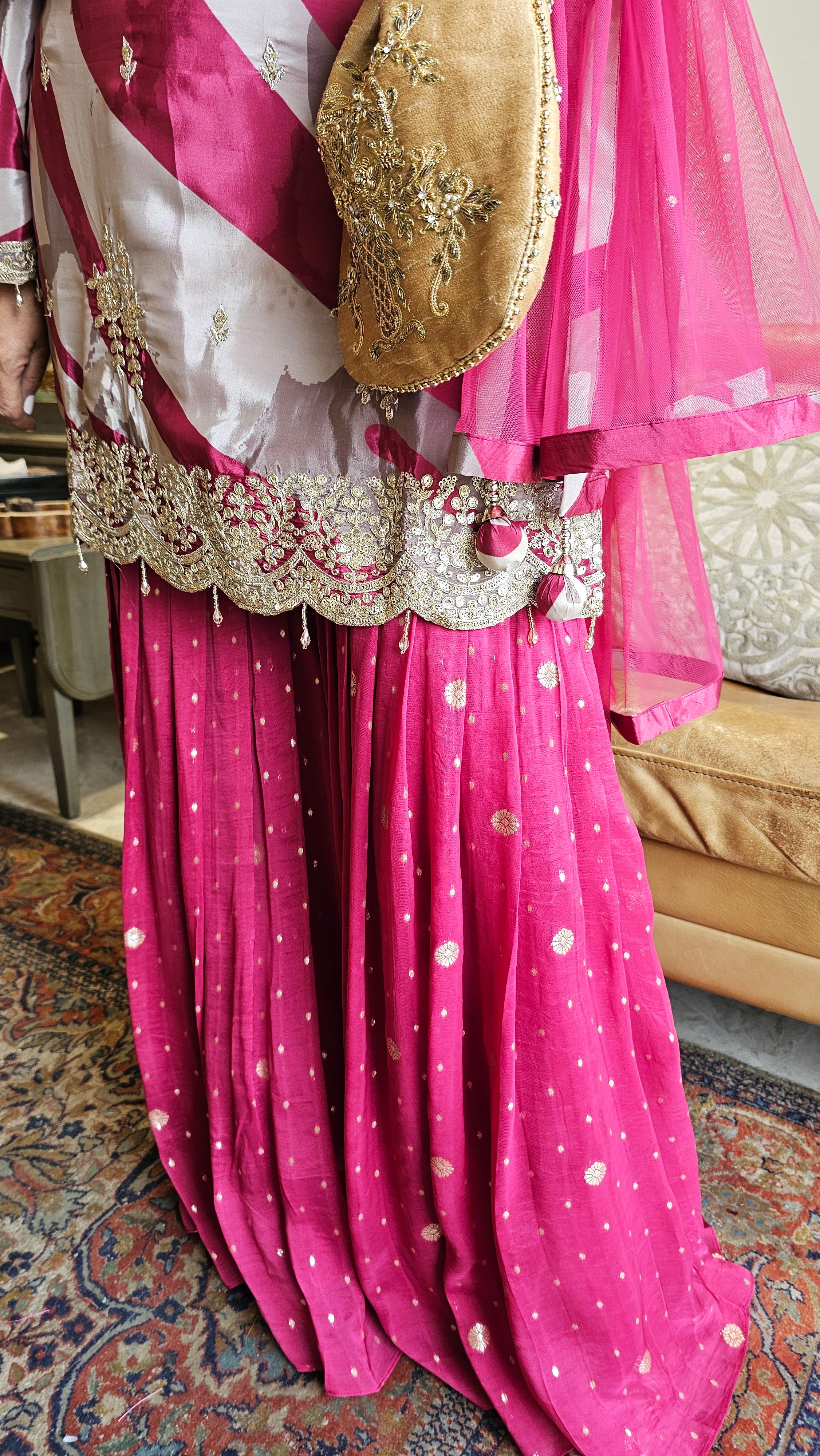 Beautiful Crepe 3 Piece Outfit with Complete Hand work