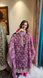 Beautiful Printed Tissue Unstitched Suit With Zari, Tilla & Hand Embroidery
