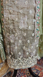 Beautiful Printed Tissue Unstitched Suit With Zari, Tilla & Hand Embroidery