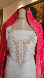 Stunning Tissue Unstitched Suit With Hand Embroidery