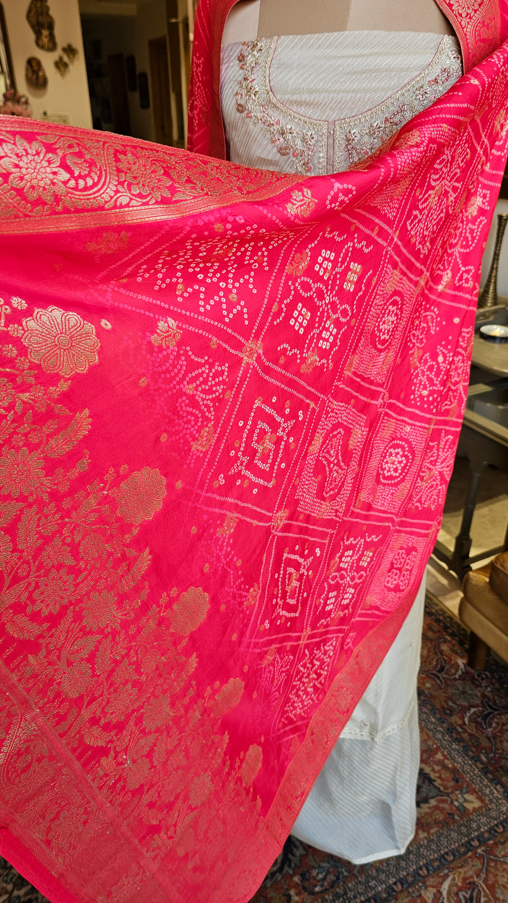 Stunning Tissue Unstitched Suit With Hand Embroidery