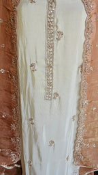 Stunning Tissue Unstitched Suit With Hand Embroidery