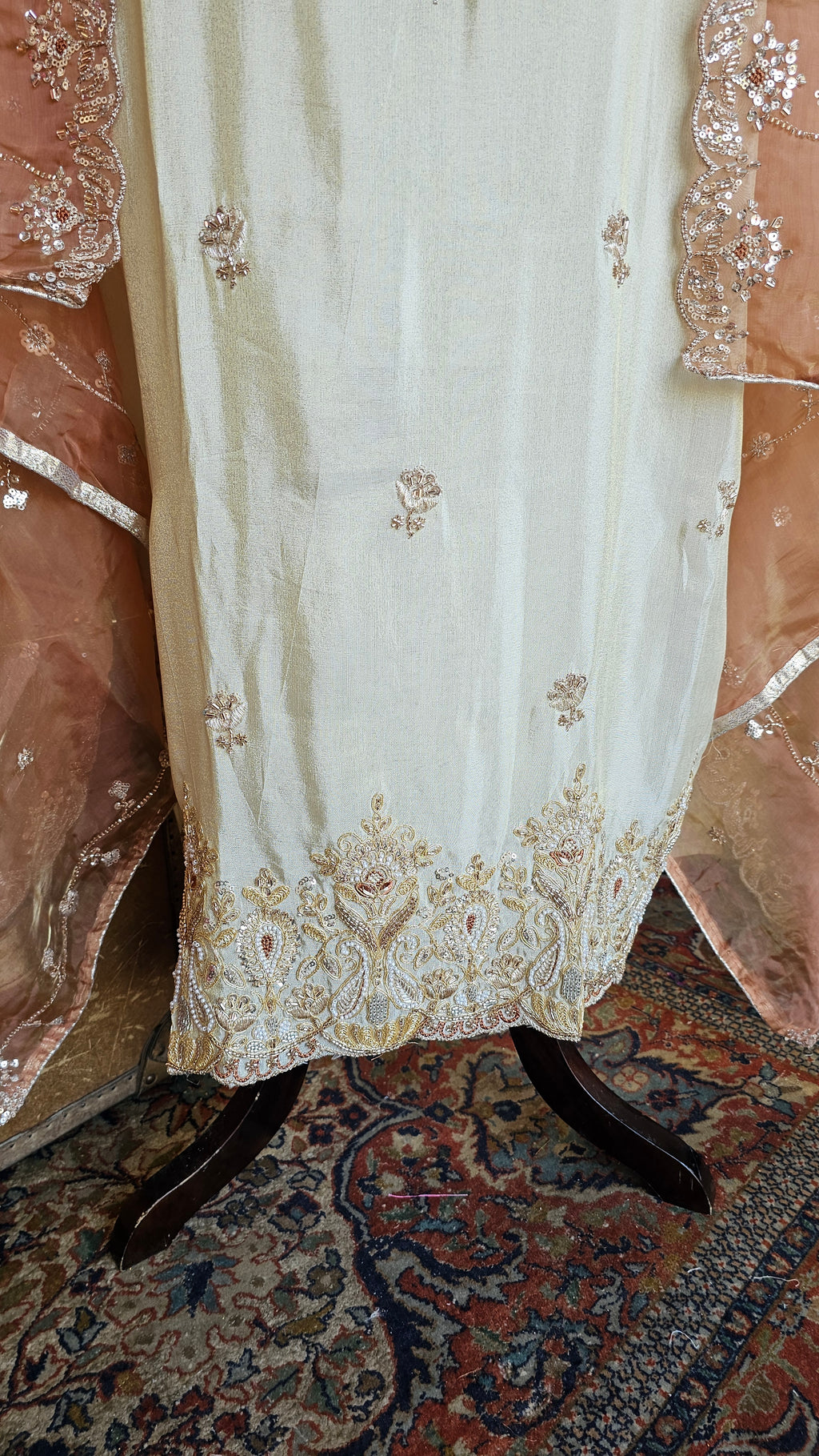 Stunning Tissue Unstitched Suit With Hand Embroidery