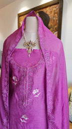 Beautiful Cotton Mul Unstitched Suit With Embroidery Work