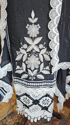 Beautiful Cotton Unstitched Suit With Lace, Pearl & Sequins Work