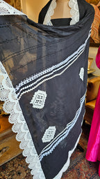 Beautiful Cotton Unstitched Suit With Lace, Pearl & Sequins Work
