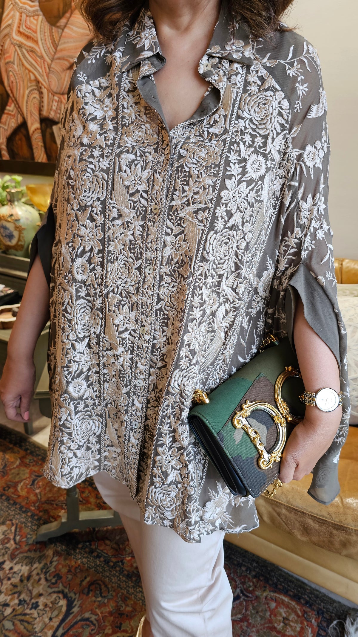 Evergreen Ghara Embroidered Anti-Fit Top with Lycra Pants
