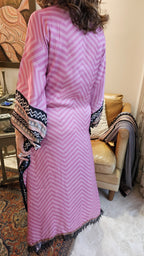 Beautiful Digital Printed Satin fabric Outfit with Kaftan Embellished with Lace Work