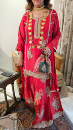 Beautiful Tissue Fabric Suit with Palazzo Embellished with Zari Work