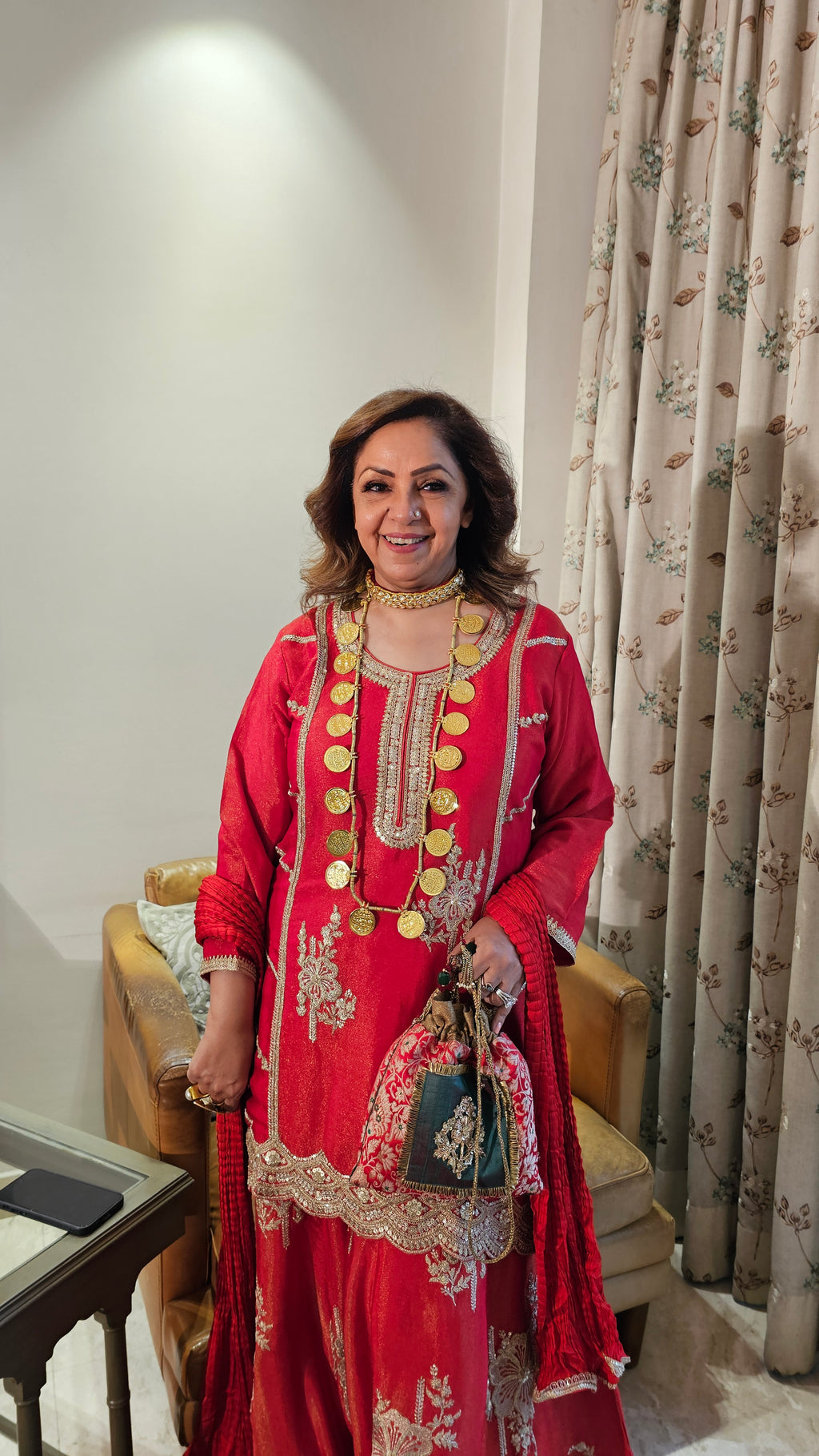 Beautiful Tissue Fabric Suit with Palazzo Embellished with Zari Work