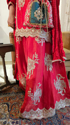 Beautiful Tissue Fabric Suit with Palazzo Embellished with Zari Work