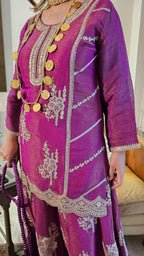 Beautiful Tissue Fabric Suit with Palazzo Embellished with Zari Work