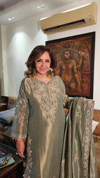 Stunning Tissue Fabric Suit with Pants Embellished with Hand Work