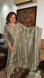 Stunning Tissue Fabric Suit with Pants Embellished with Hand Work
